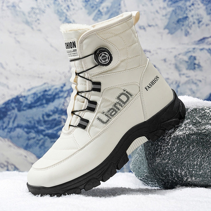 Men's Knit Elastic Snow Boots with Traction and Comfort