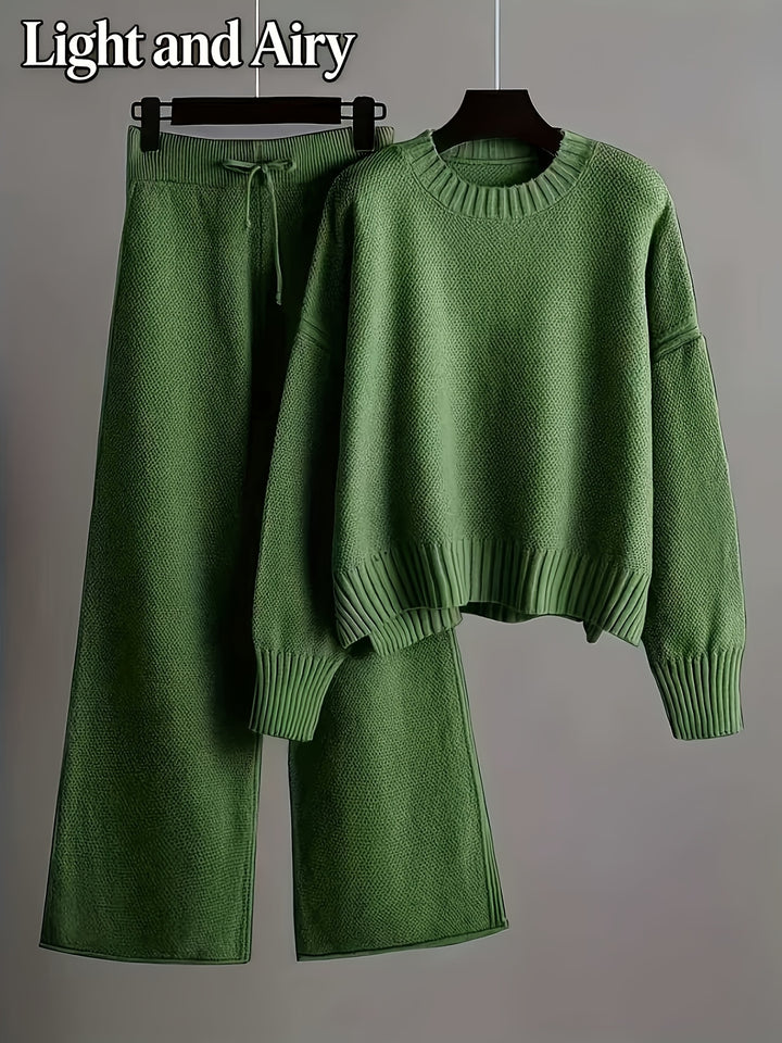 Women's Elegant Casual Set Long Sleeve Top and Pants Suit