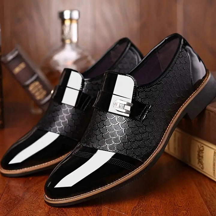Men's Business Oxfords Slip On Pointed Toe Lug Sole Dress Shoes