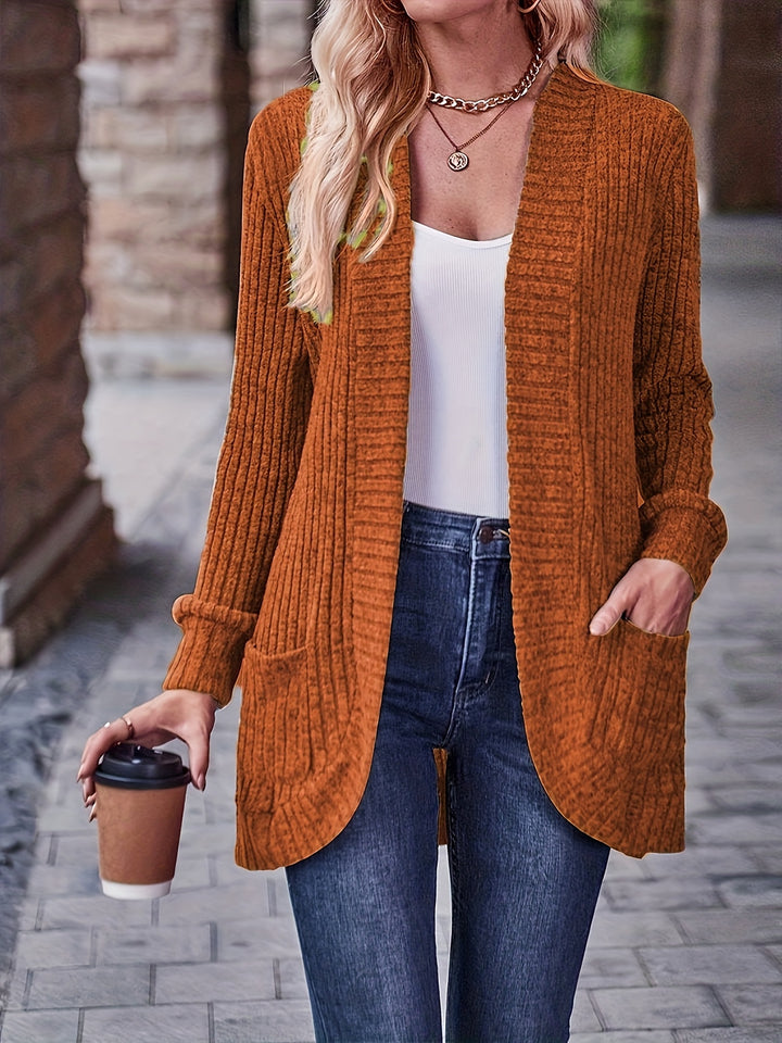 Elegant Loose Casual Long Sleeve Blouse with Pocket Splicing