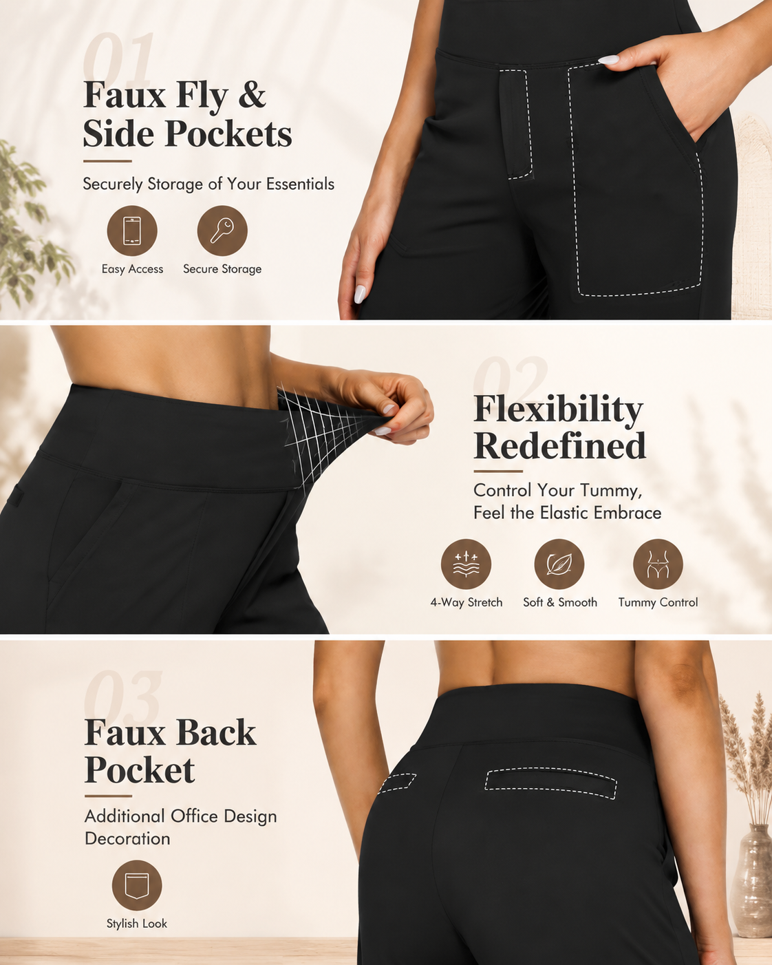 High Waist Wide Leg Pants for Women – Yoga, Casual, Work, and Business with Pockets