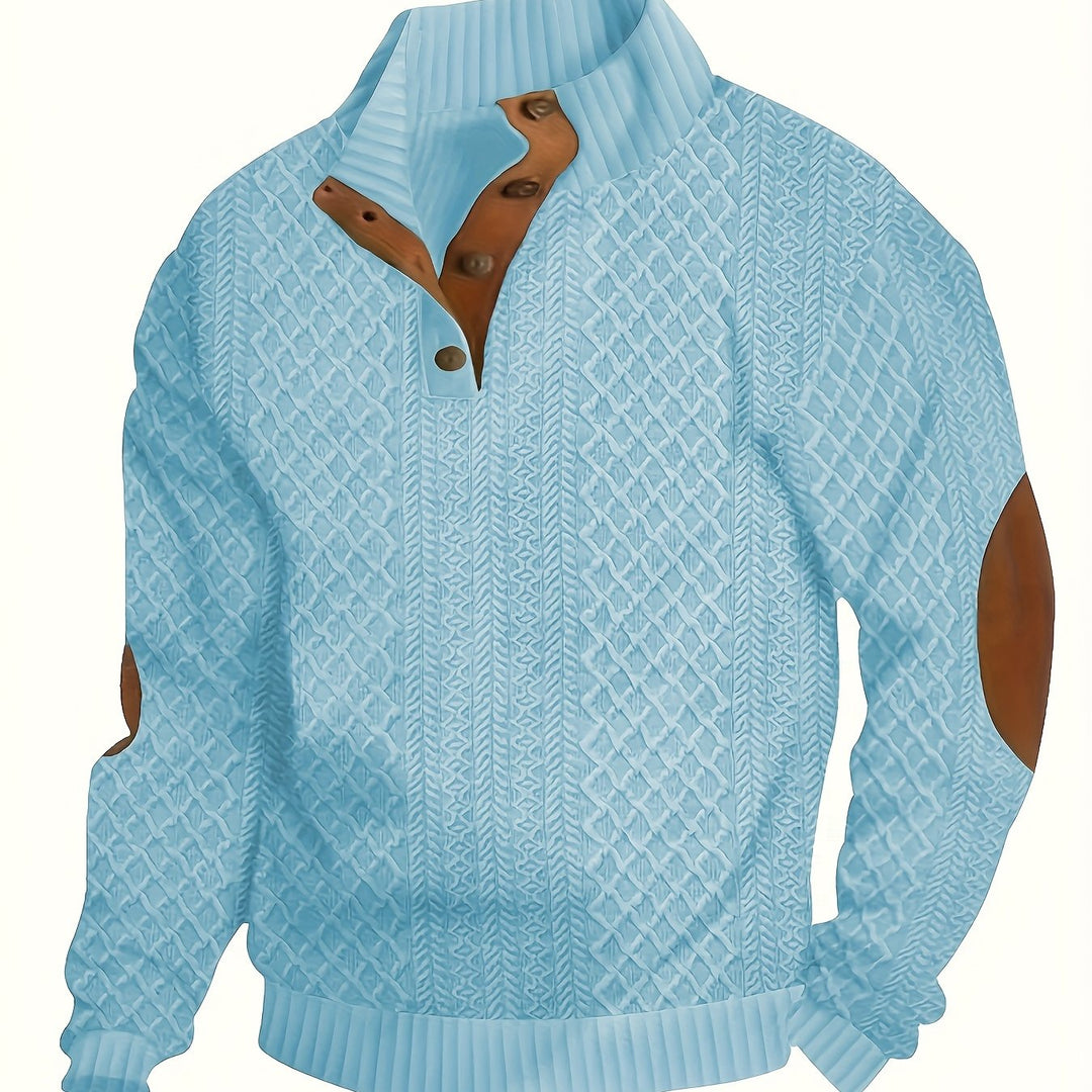 Men's Casual Button-Down Long Sleeve Shirt Henley Top