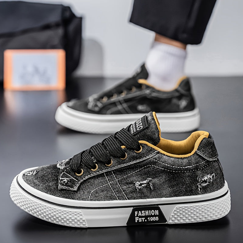 Men's Casual Sports Shoes, Trendy Canvas Low Top, Lace Closure