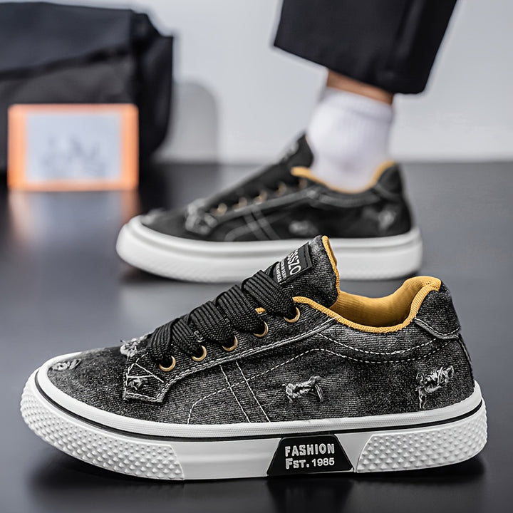 Men's Casual Sports Shoes, Trendy Canvas Low Top, Lace Closure
