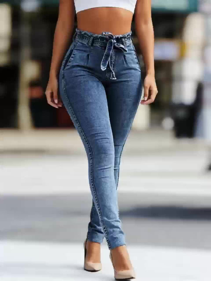 Women's Mid-rise Fashionable Casual Jeans with Butt-lifting Stretch