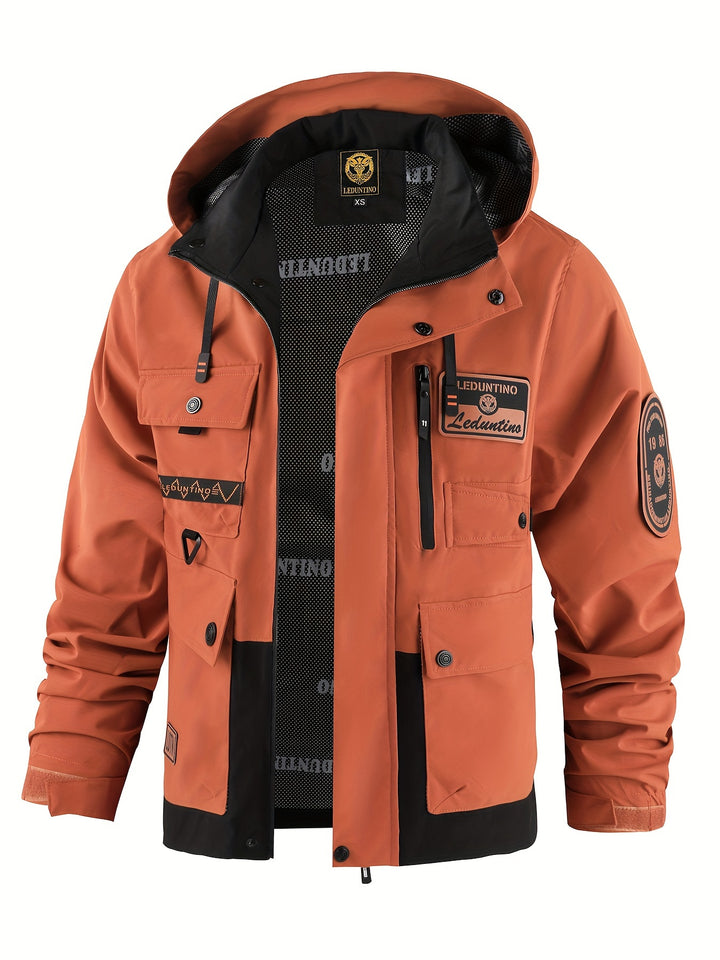 Men's Hooded Thin Jacket Outdoor Cargo Jacket Detachable Zipper Jacket