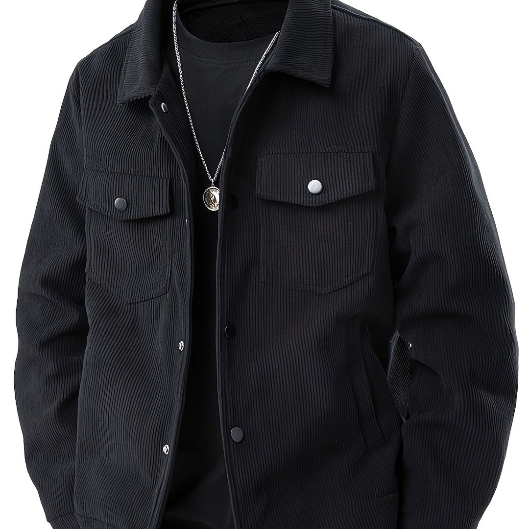 Men's Windproof Winter Jacket Heavy-Duty Coat with Collar and Pocket