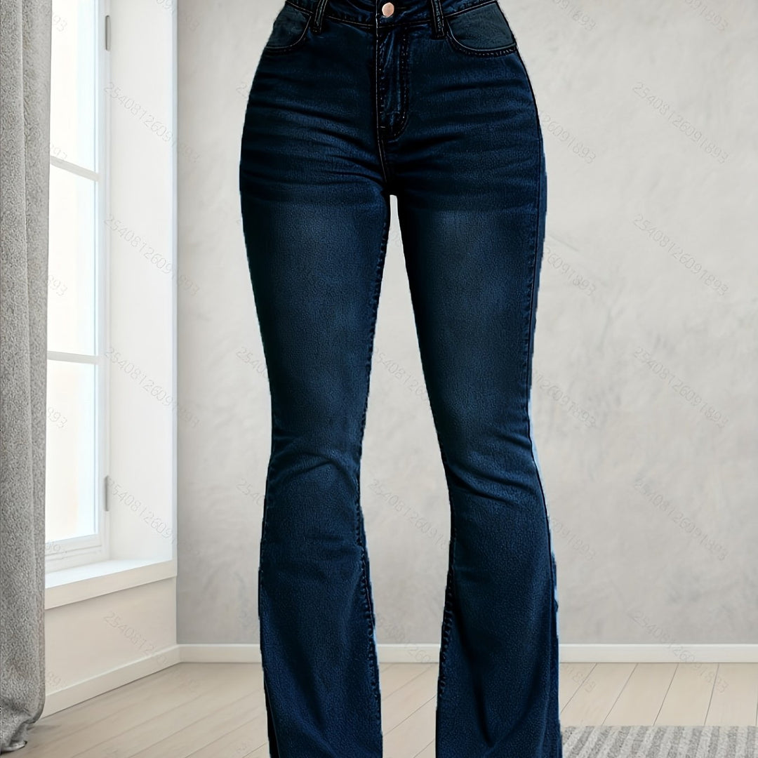 Women's Flared Slim-Fit Jeans Fashionable Denim Trousers