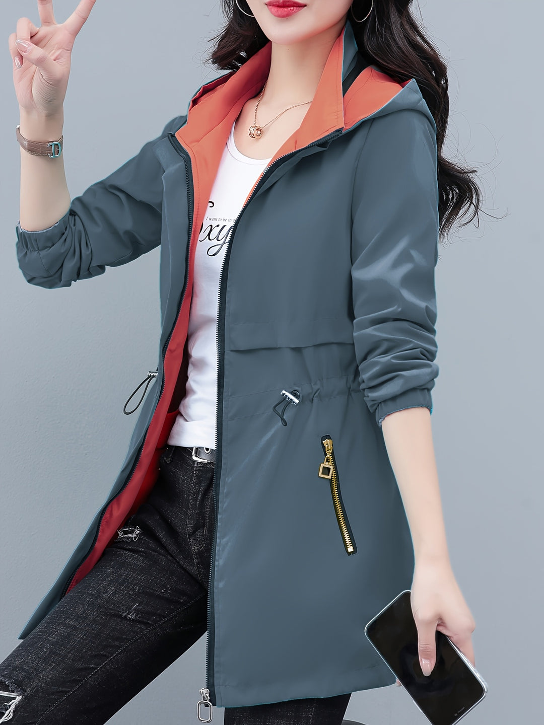 Double-sided Wearable Windbreaker Jacket Women's Fashionable Coat