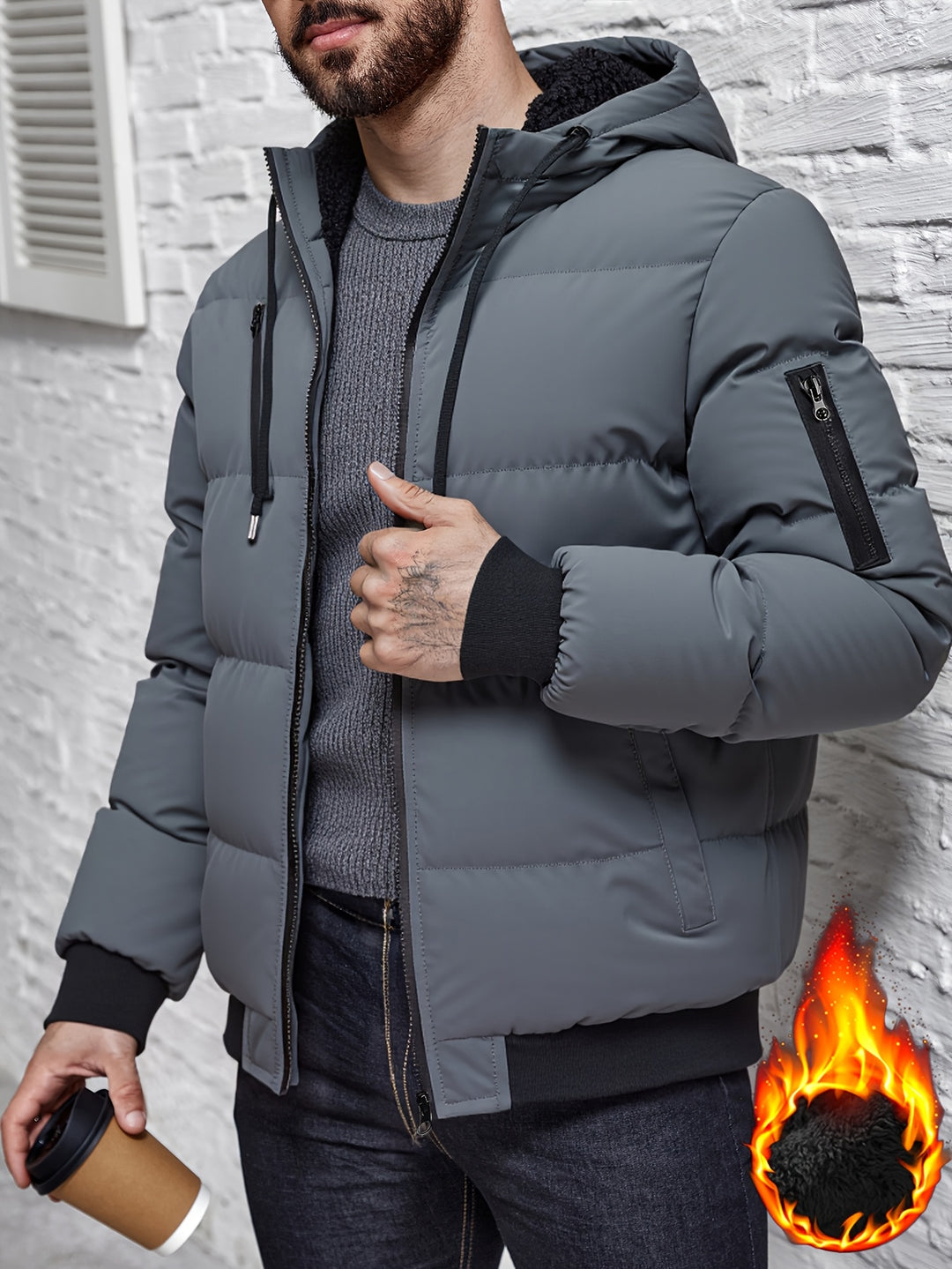 Hooded Winter Plush Jacket Thick Warm Casual Outdoor Zipper Jacket