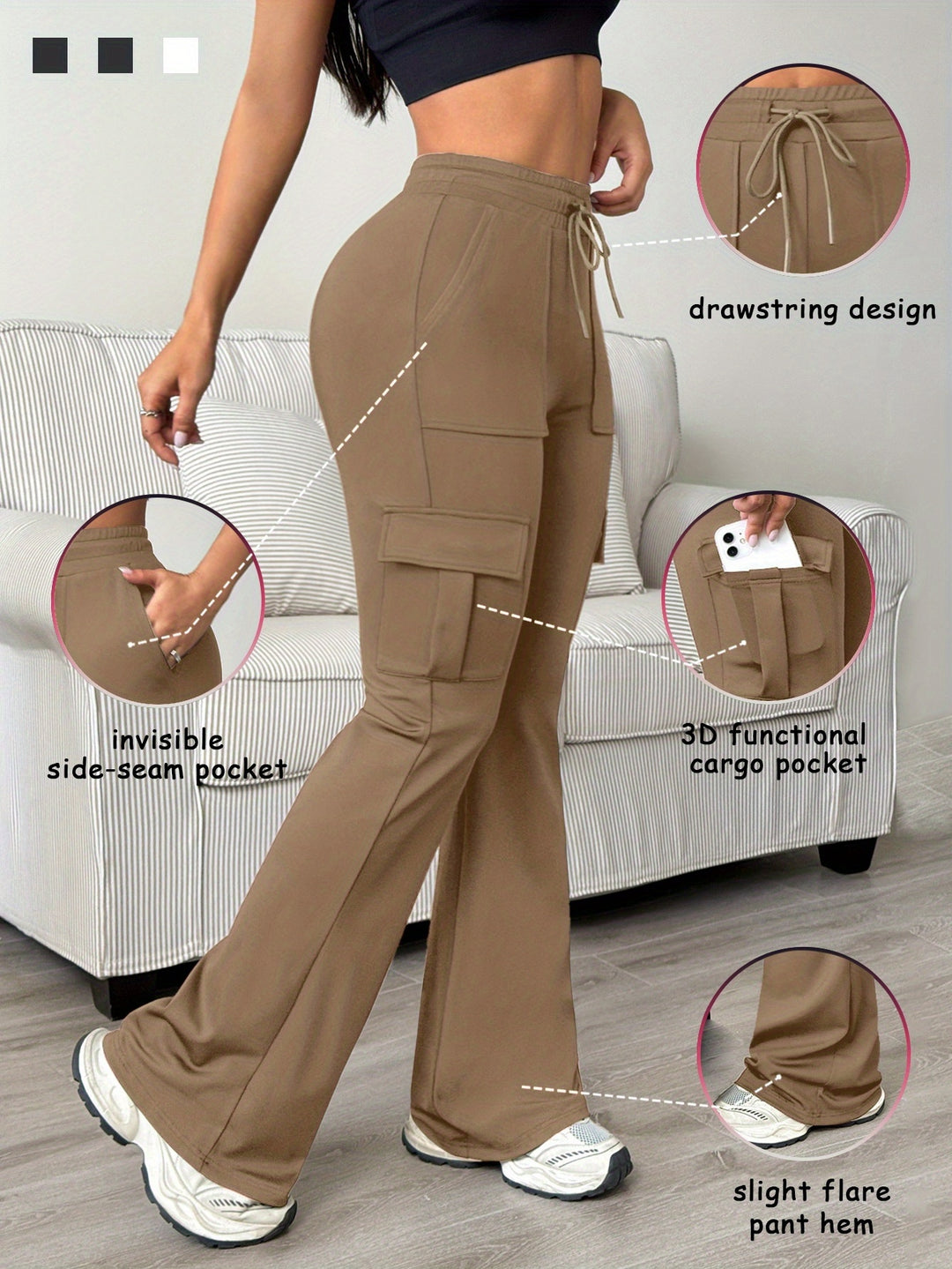 Women's Athletic Cargo Jogger Pants with Slim-Fit Ankle Design