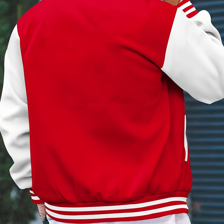 Men's Casual Baseball Jacket Spring Autumn Fashion Button Collar