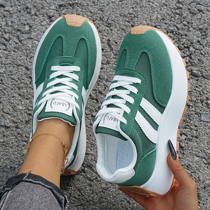 Women's Casual Sports Shoes Thick-Soled Height-Increasing Lace-Up Low Top