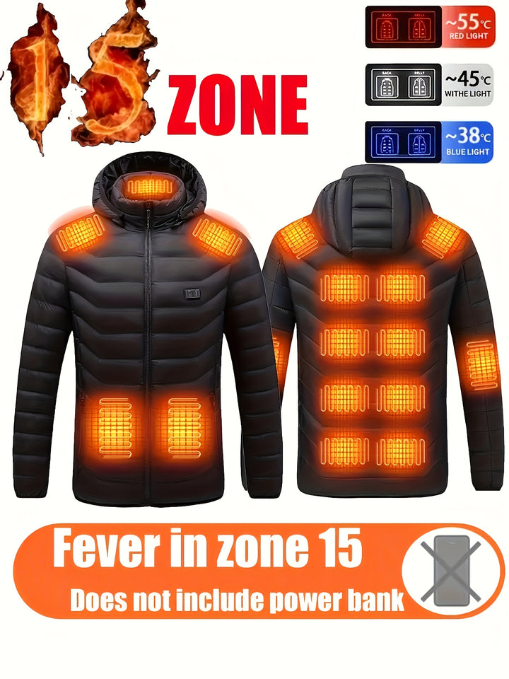 Heated Jacket with 24 Heating Zones and USB Power Full-Zip Coat