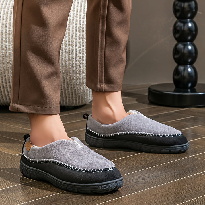 Men's Outdoor Bag and Memory Foam Indoor Slippers Soft Sole Winter