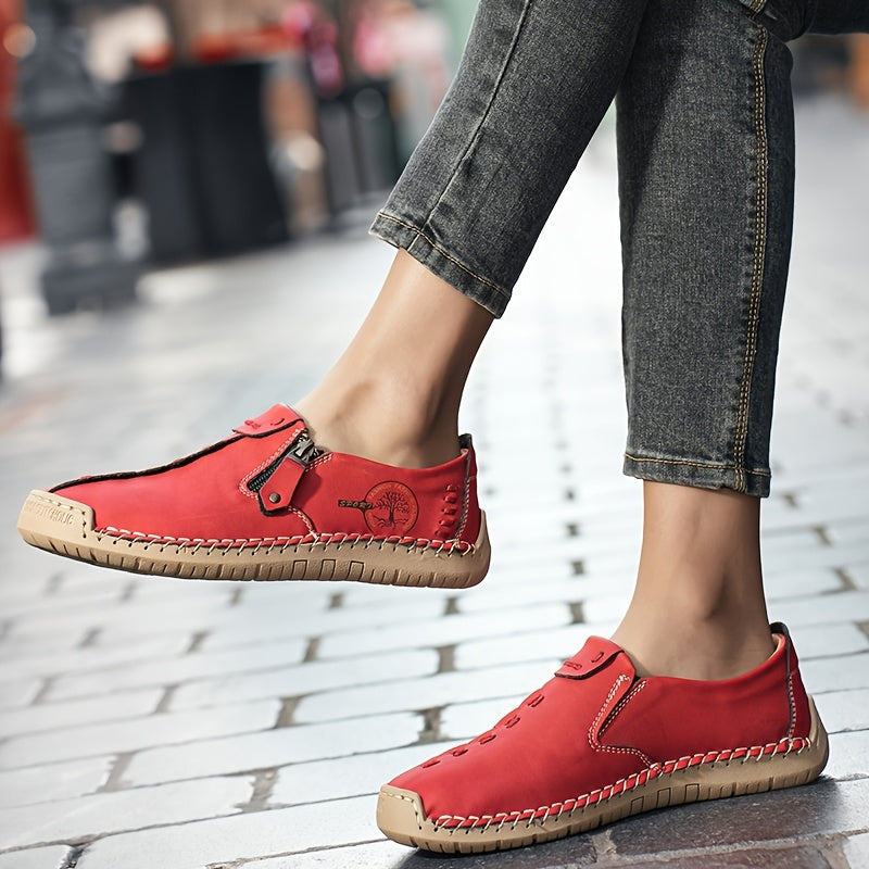 Women's Casual Loafers Slip-on Sneakers with Zipper Closure