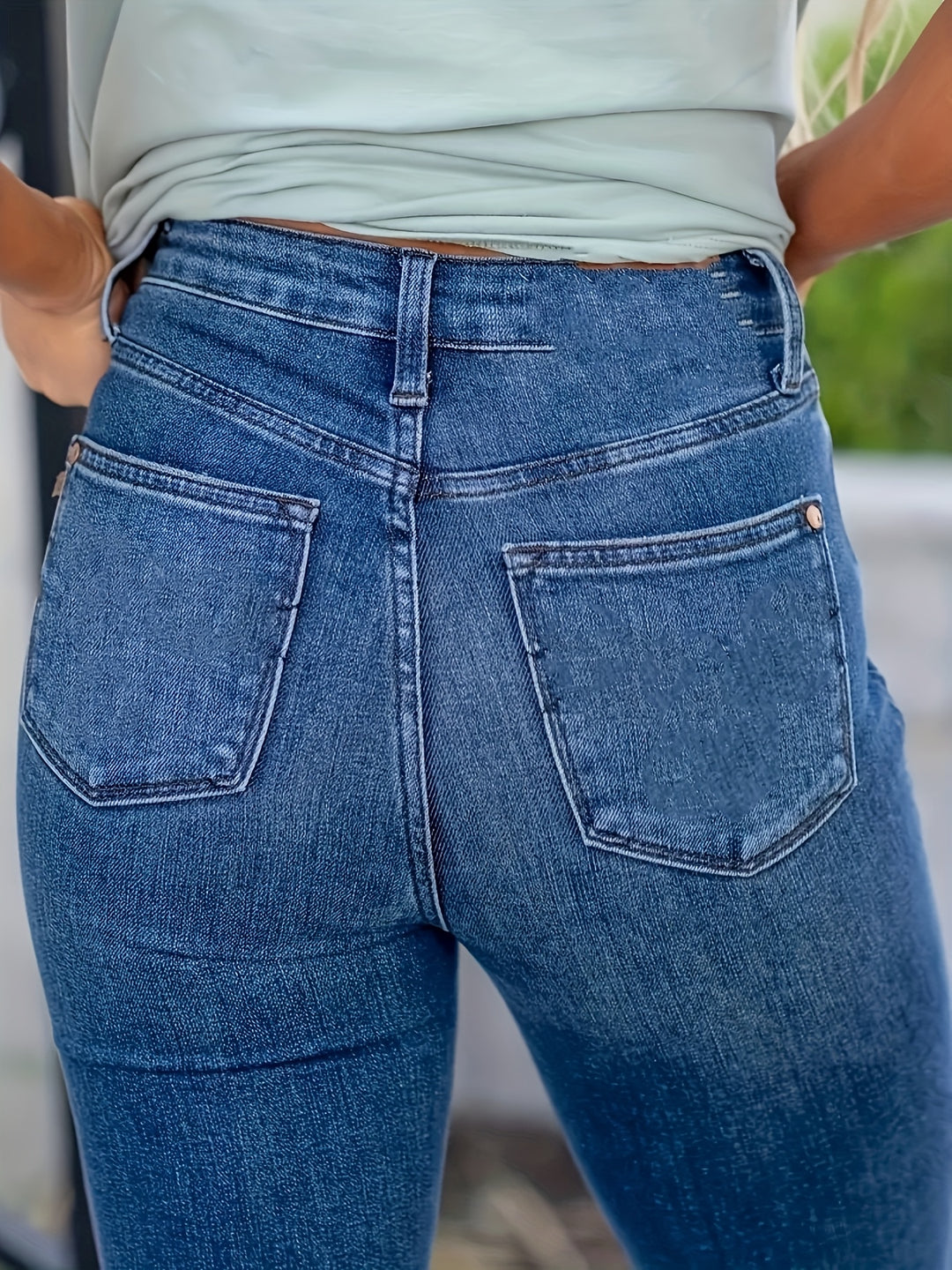 Women's High Waist Straight Fit Denim Pants Elegant Style