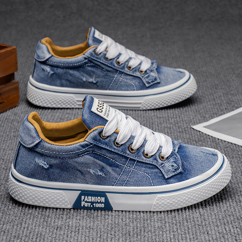 Men's Casual Sports Shoes, Trendy Canvas Low Top, Lace Closure