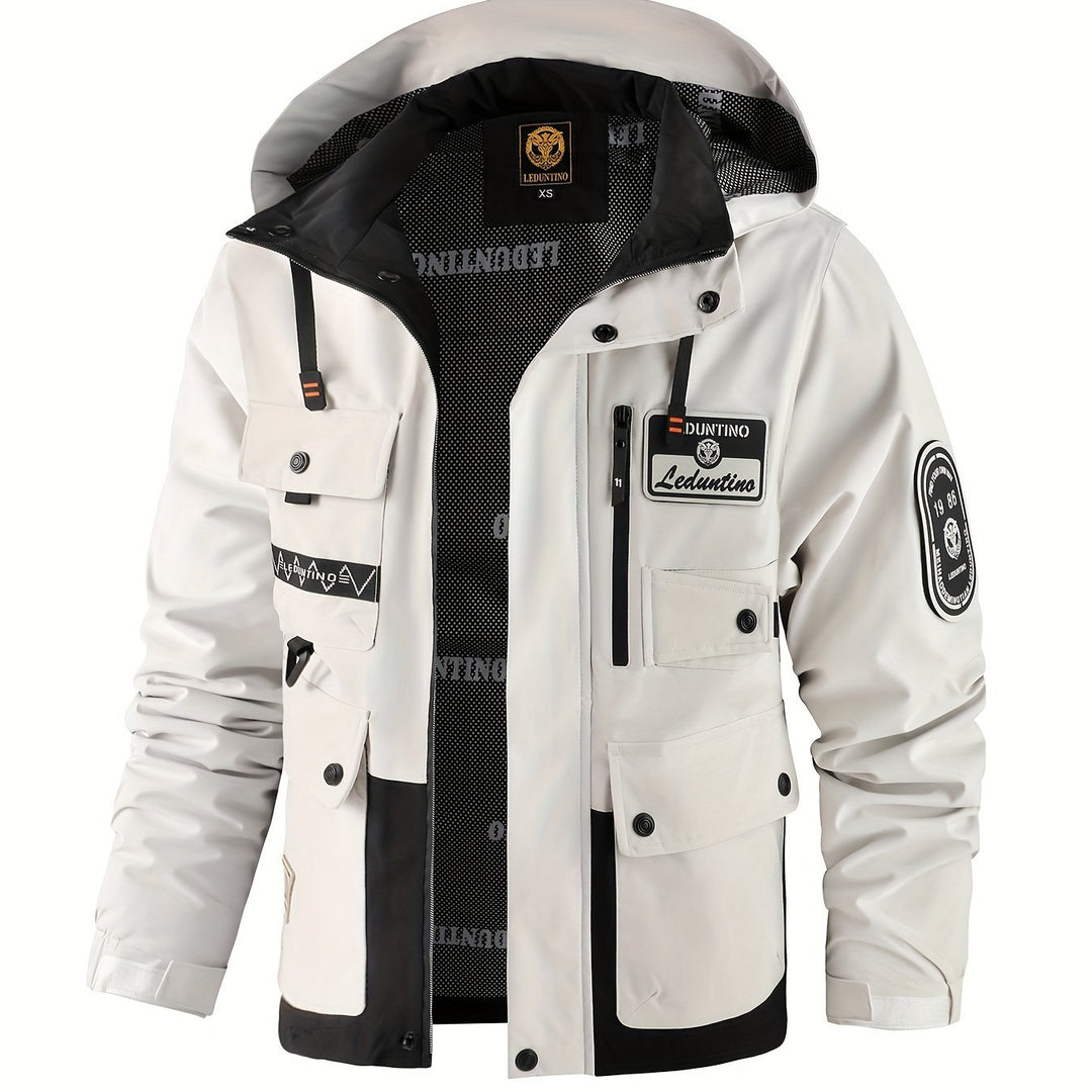 Men's Hooded Thin Jacket Outdoor Cargo Jacket Detachable Zipper Jacket