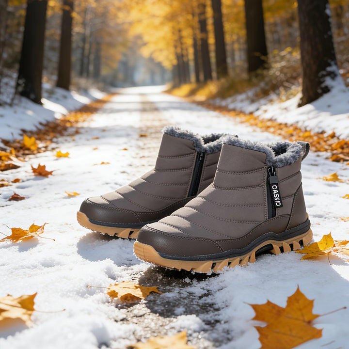 Men's Mid-Top Lace-Up Snow Hiking Boots with Non-Slip Sole