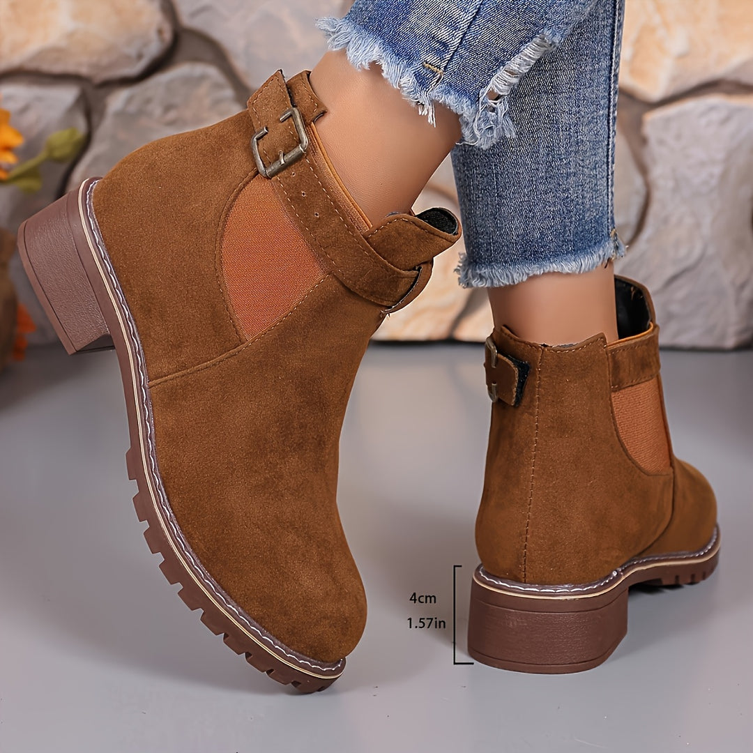 Women's Ankle Boots Slip On Low Heel Comfortable Fashion Shoes
