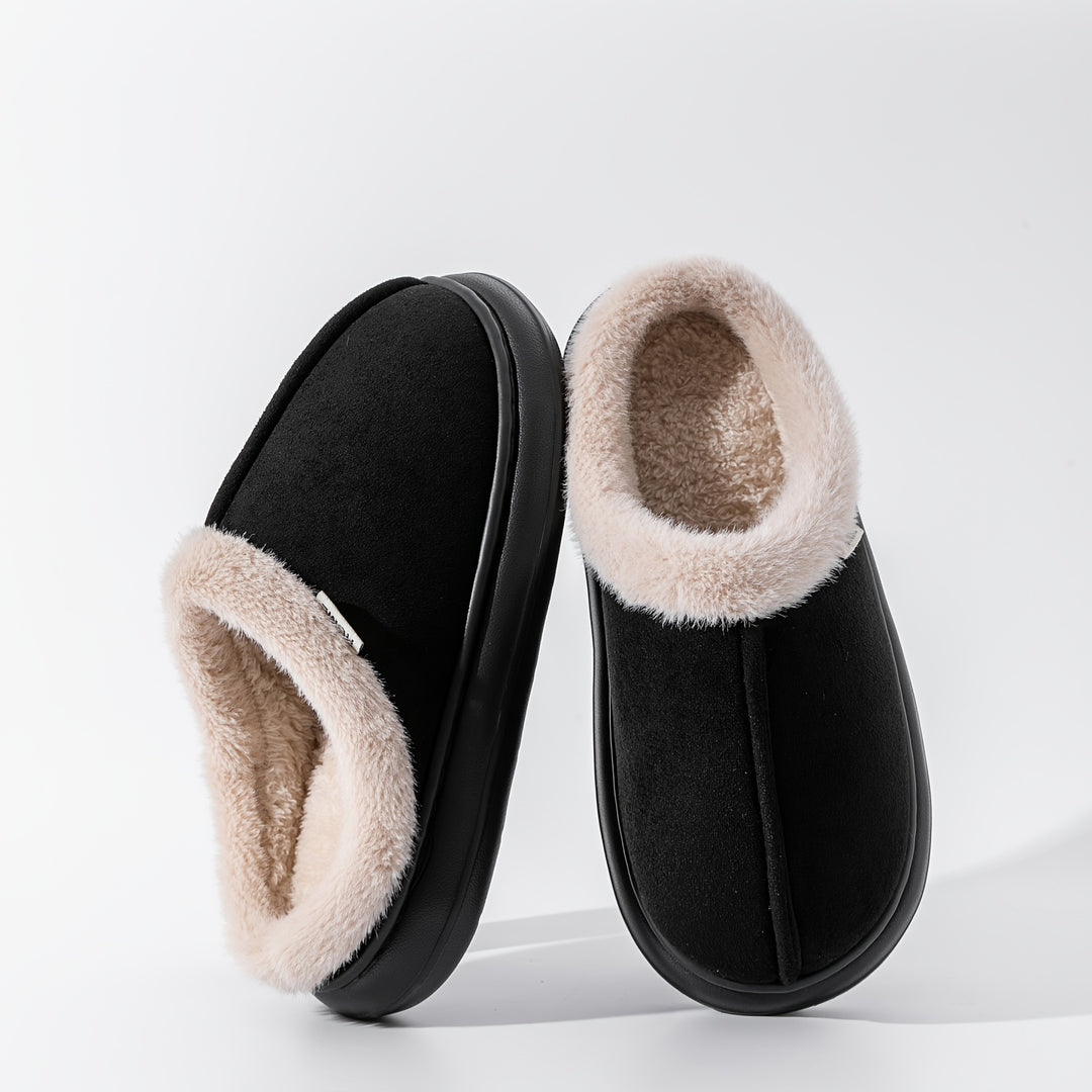 Women's Plush Slippers with Thick Lining Indoor Outdoor House Shoes