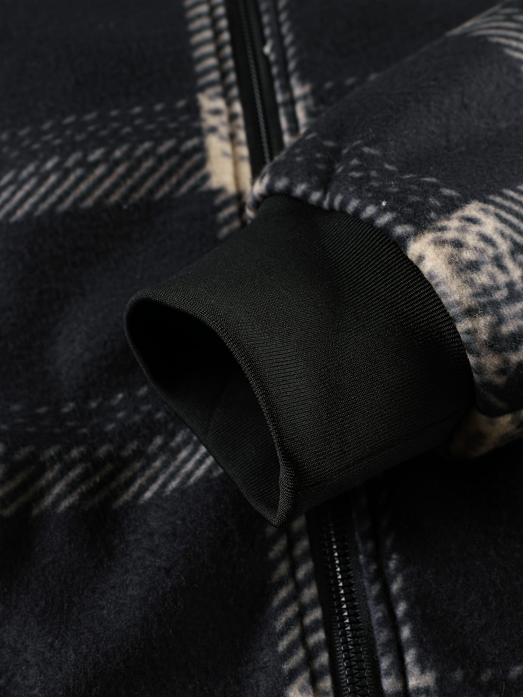 Men's Plaid Fleece-Lined Zip-Up Cardigan with Hood and Pockets