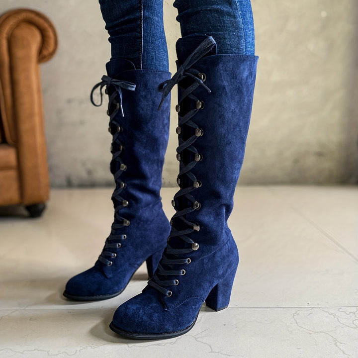 Women's Lace-up Ankle Boots with Chunky Heel Shoes