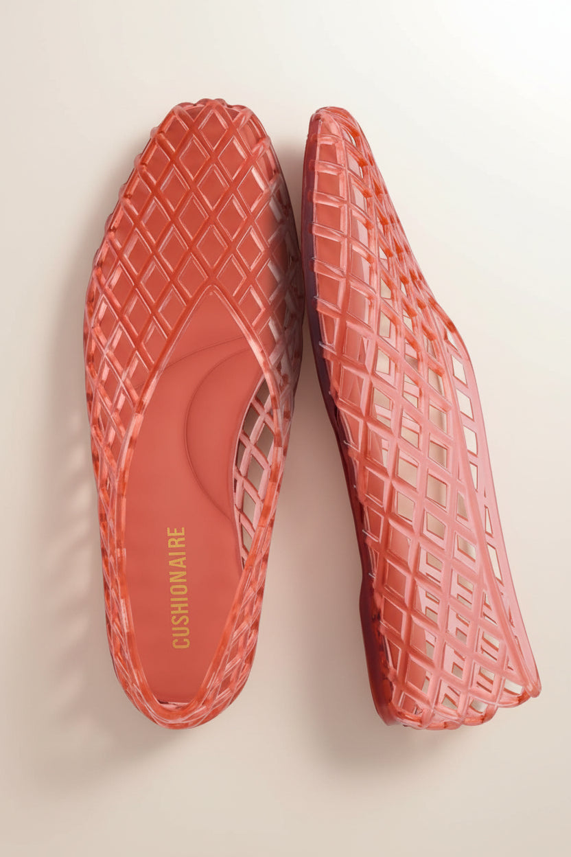 Women's Modern Lattice Ballet Flats, Comfortable Slip-On Pointed Toe Jelly Shoes, Lightweight Breathable Casual Dress Flats