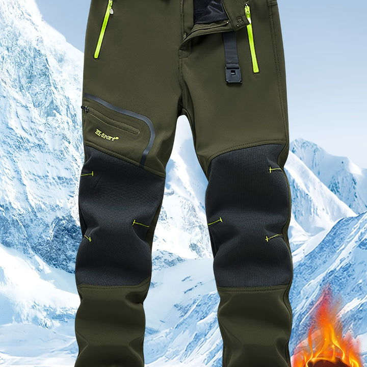 Men's Windproof Cargo Pants with Belt and Zippered Pockets