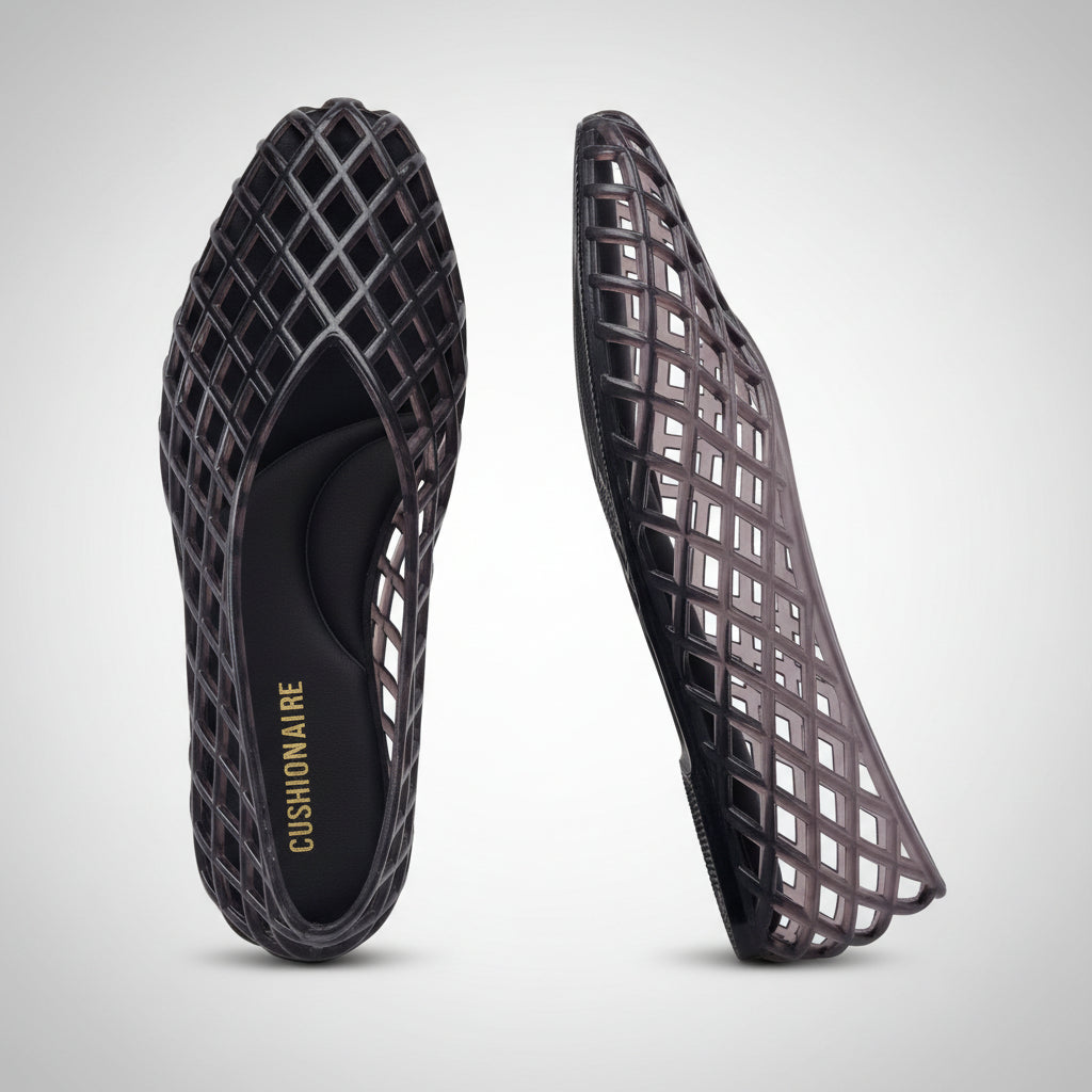 Women's Modern Lattice Ballet Flats, Comfortable Slip-On Pointed Toe Jelly Shoes, Lightweight Breathable Casual Dress Flats