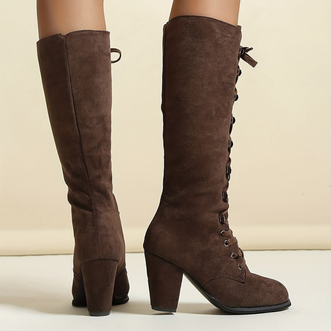 Women's Lace-up Ankle Boots with Chunky Heel Shoes