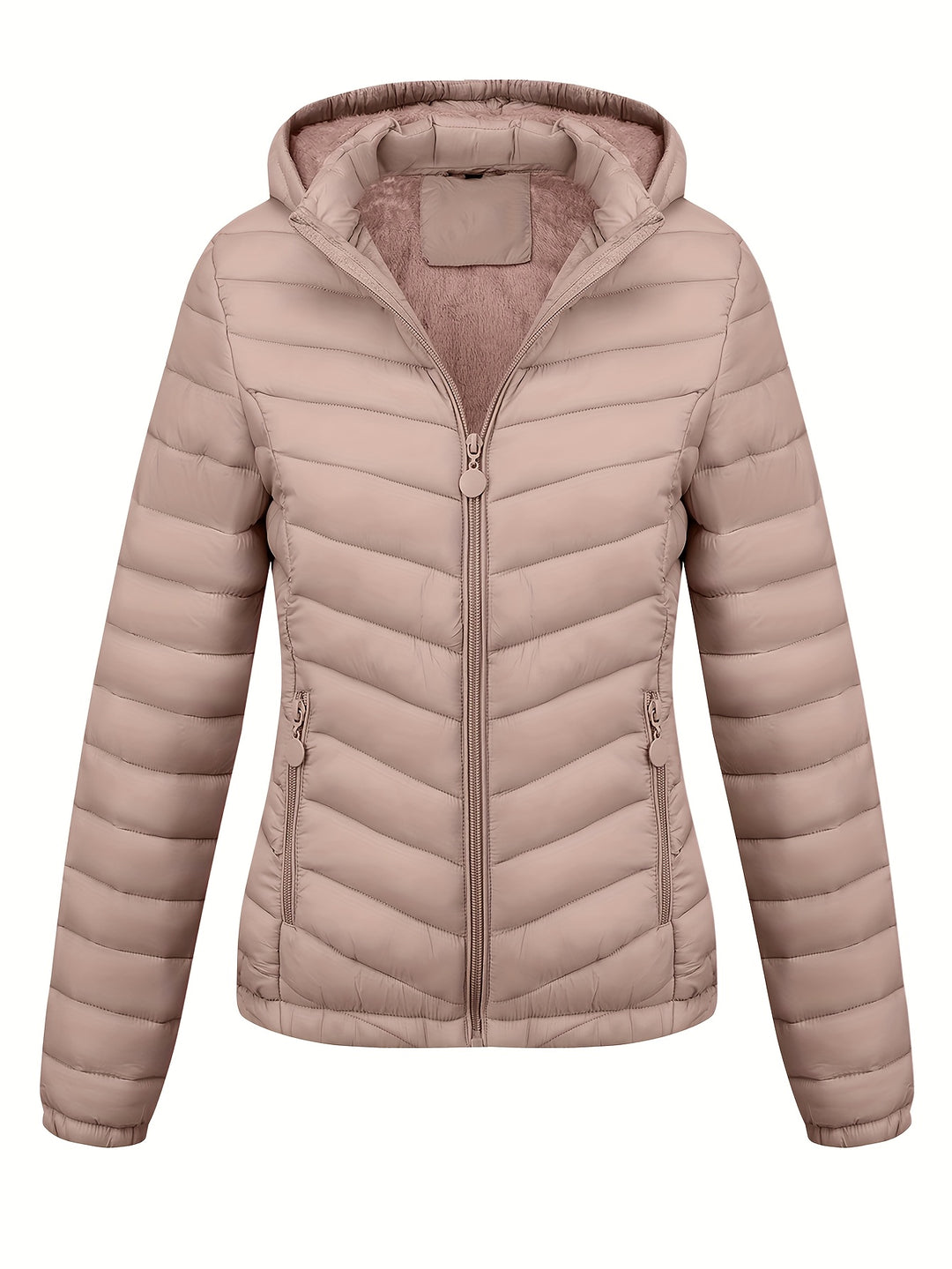 Women's Hooded Padded Coat with Pockets for Autumn Winter Fashion