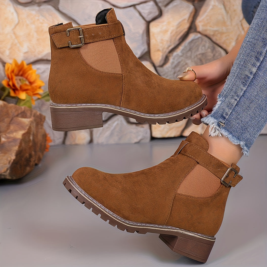 Women's Ankle Boots Slip On Low Heel Comfortable Fashion Shoes