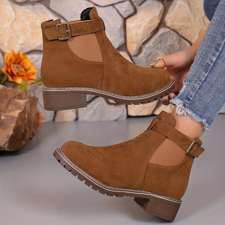Women's Ankle Boots Slip On Low Heel Comfortable Fashion Shoes