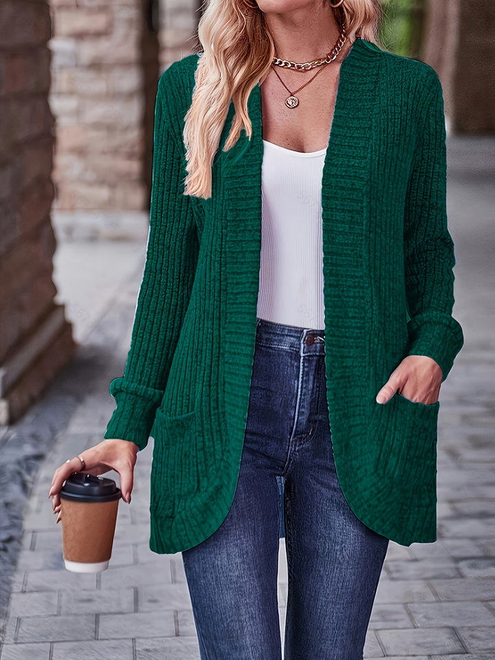 Elegant Loose Casual Long Sleeve Blouse with Pocket Splicing