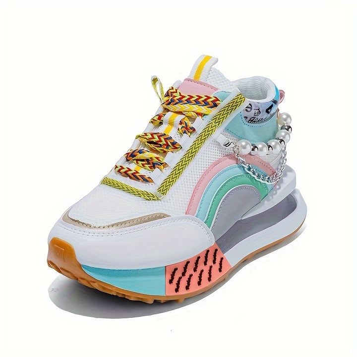 Women's Mid-Top Lace-Up Sneakers Casual Sports Shoes