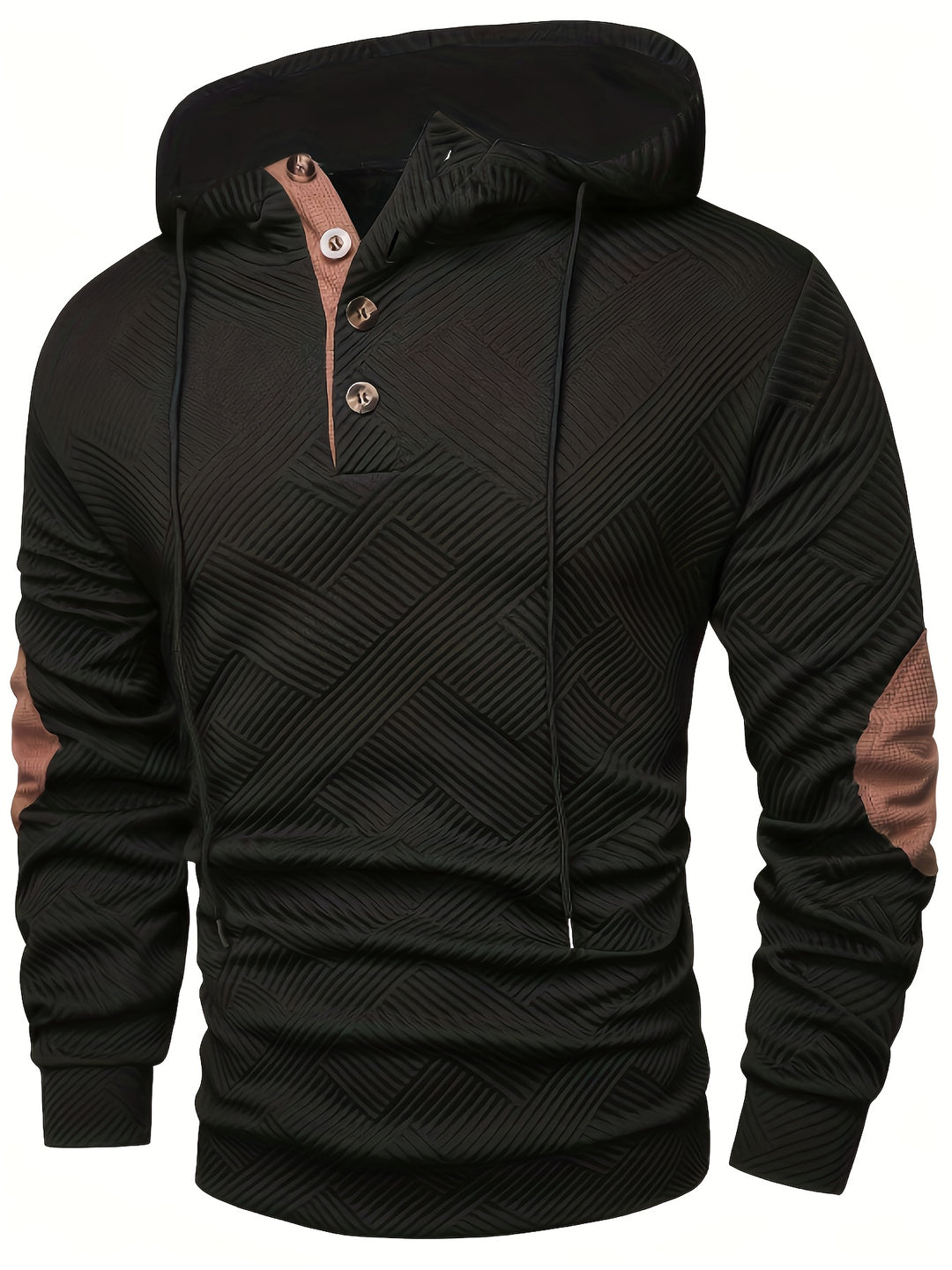 Men's Casual Hooded Sweatshirt with Color-Blocking Design