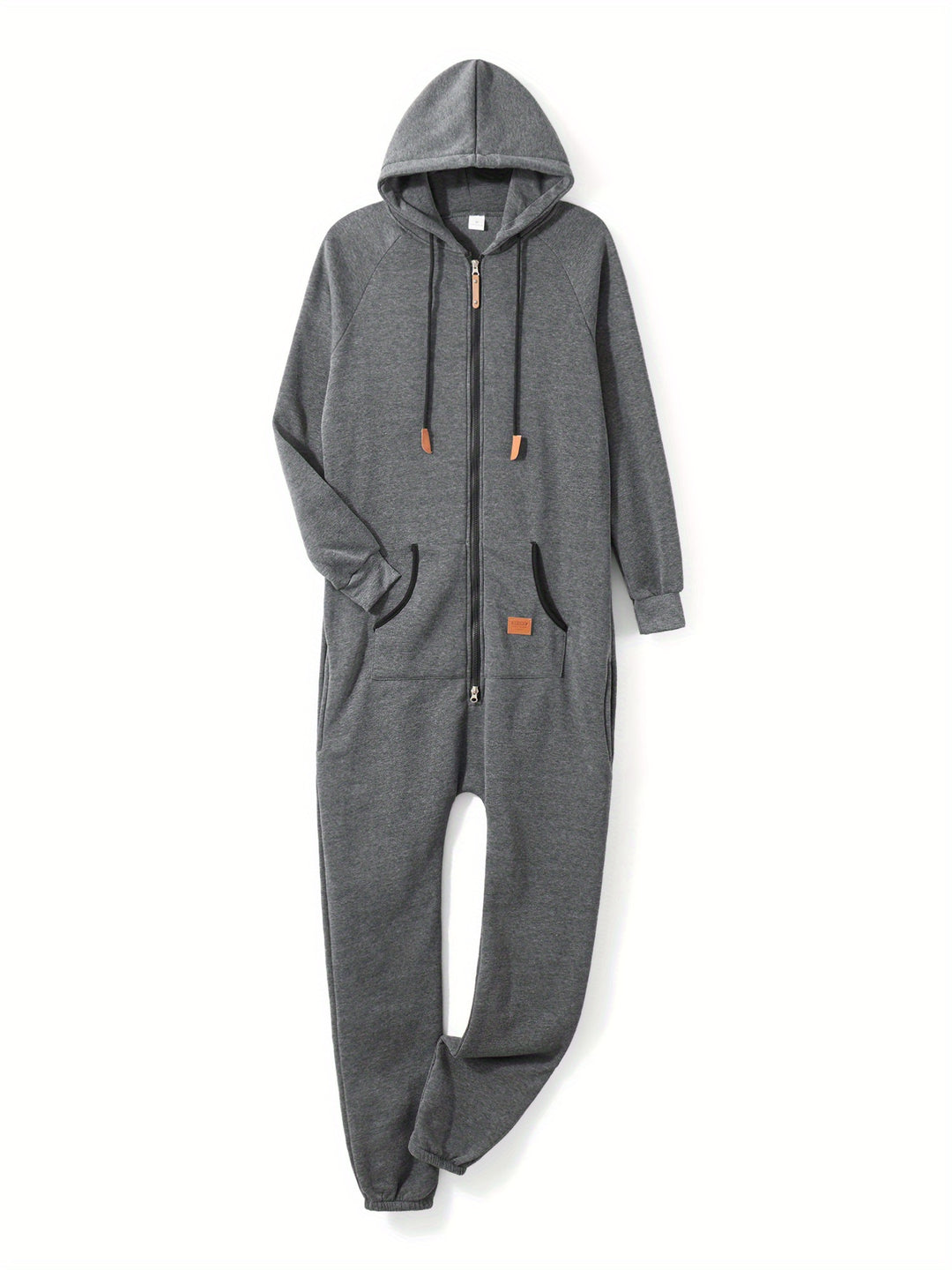 Men's Hooded Fleece Jumpsuit Long Sleeve Full Zipper Overalls