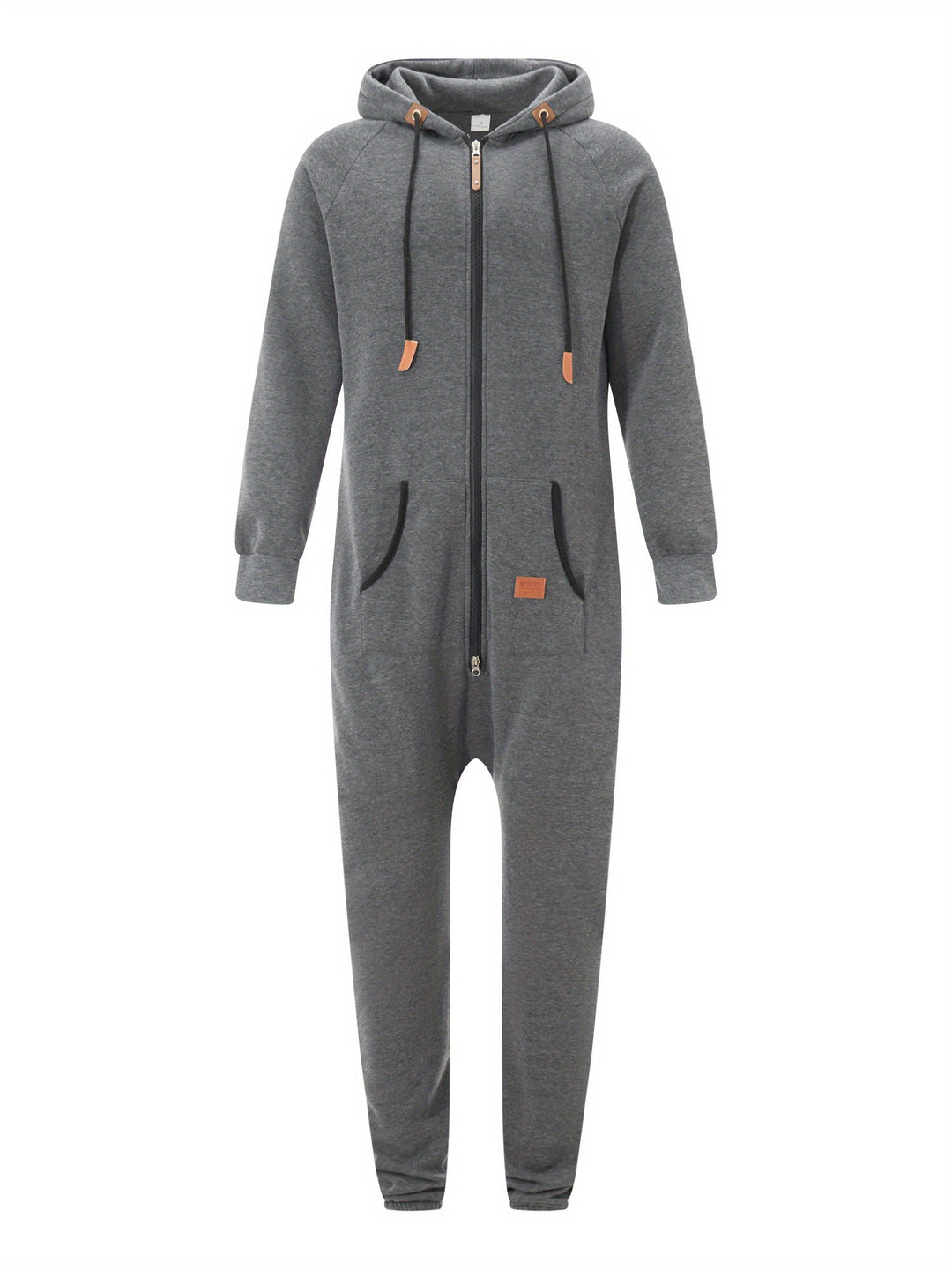 Men's Hooded Fleece Jumpsuit Long Sleeve Full Zipper Overalls