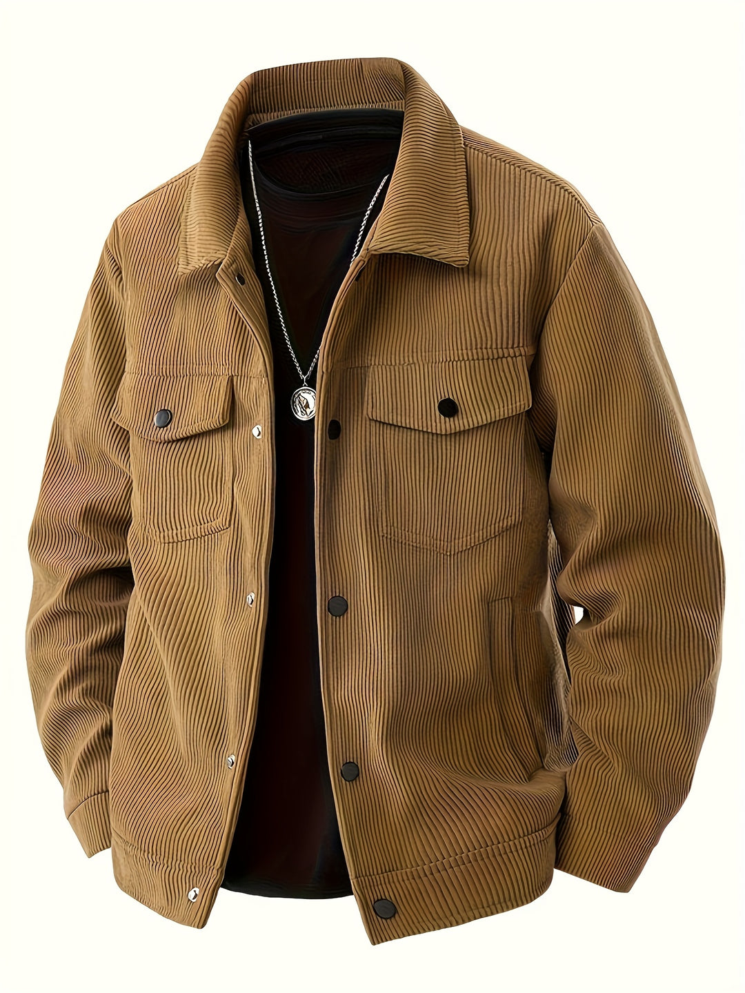 Men's Windproof Winter Jacket Heavy-Duty Coat with Collar and Pocket