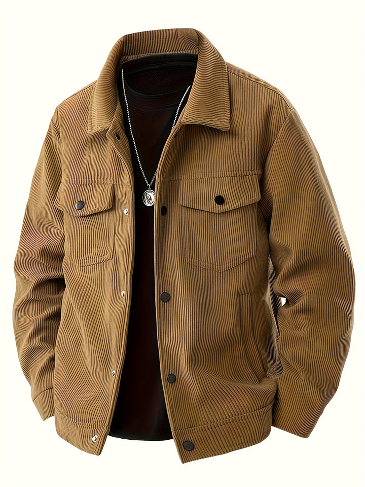 Men's Windproof Winter Jacket Heavy-Duty Coat with Collar and Pocket