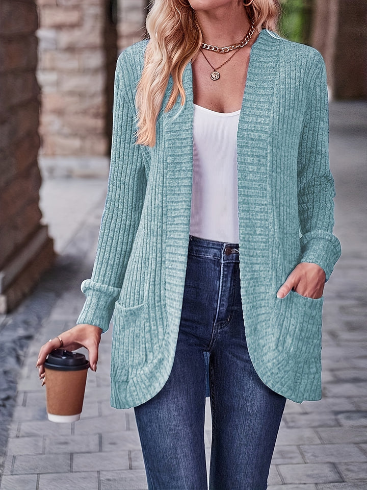 Elegant Loose Casual Long Sleeve Blouse with Pocket Splicing