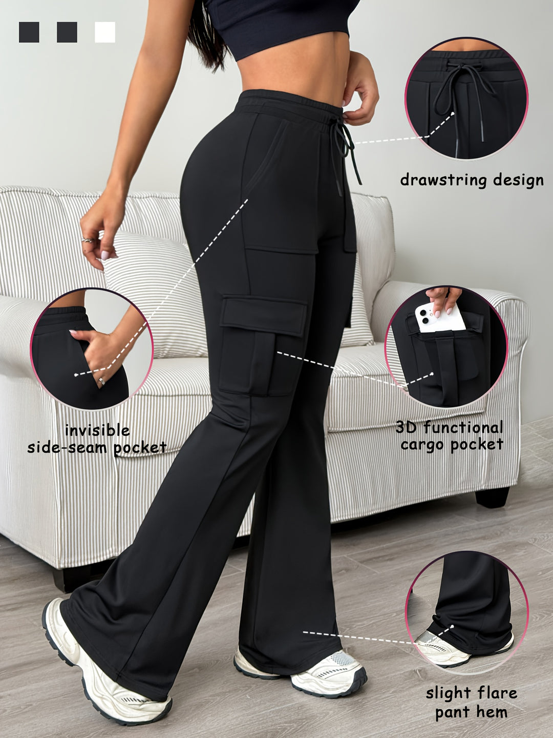 Women's Athletic Cargo Jogger Pants with Slim-Fit Ankle Design