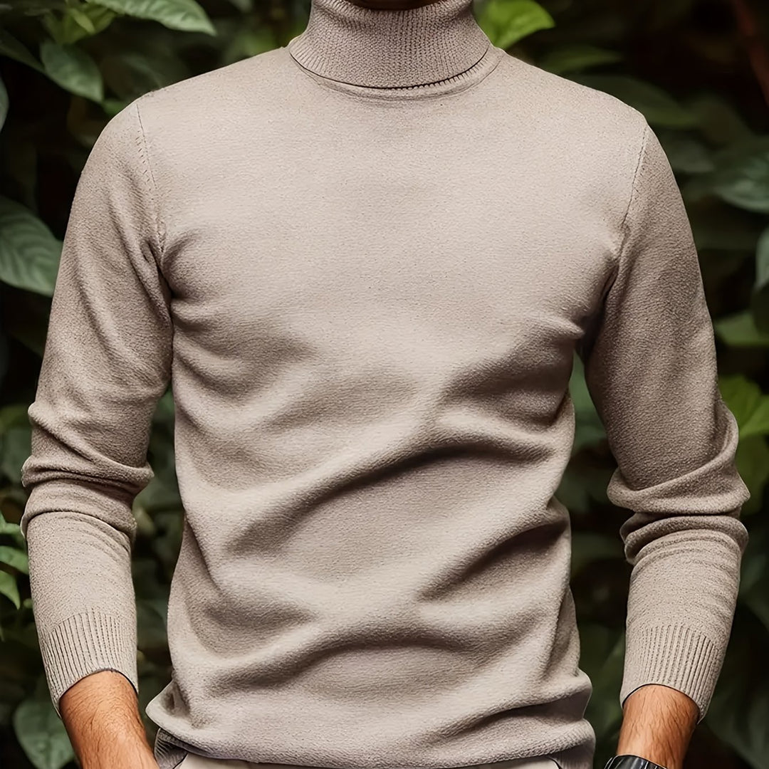 Men's Pullover Knit Sweater with Turn-Collar Autumn-Winter Style