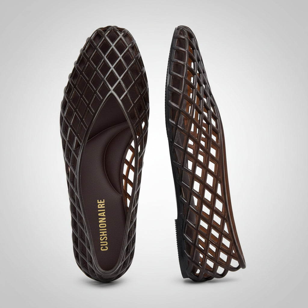 Women's Modern Lattice Ballet Flats, Comfortable Slip-On Pointed Toe Jelly Shoes, Lightweight Breathable Casual Dress Flats