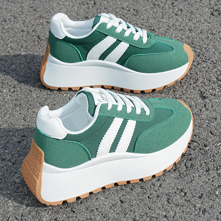 Women's Casual Sports Shoes Thick-Soled Height-Increasing Lace-Up Low Top