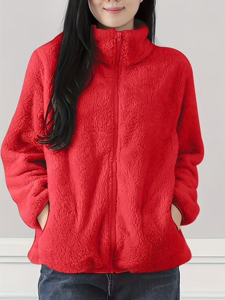 Women's Fleece Jacket Casual Outerwear Long Sleeve Winter Coat