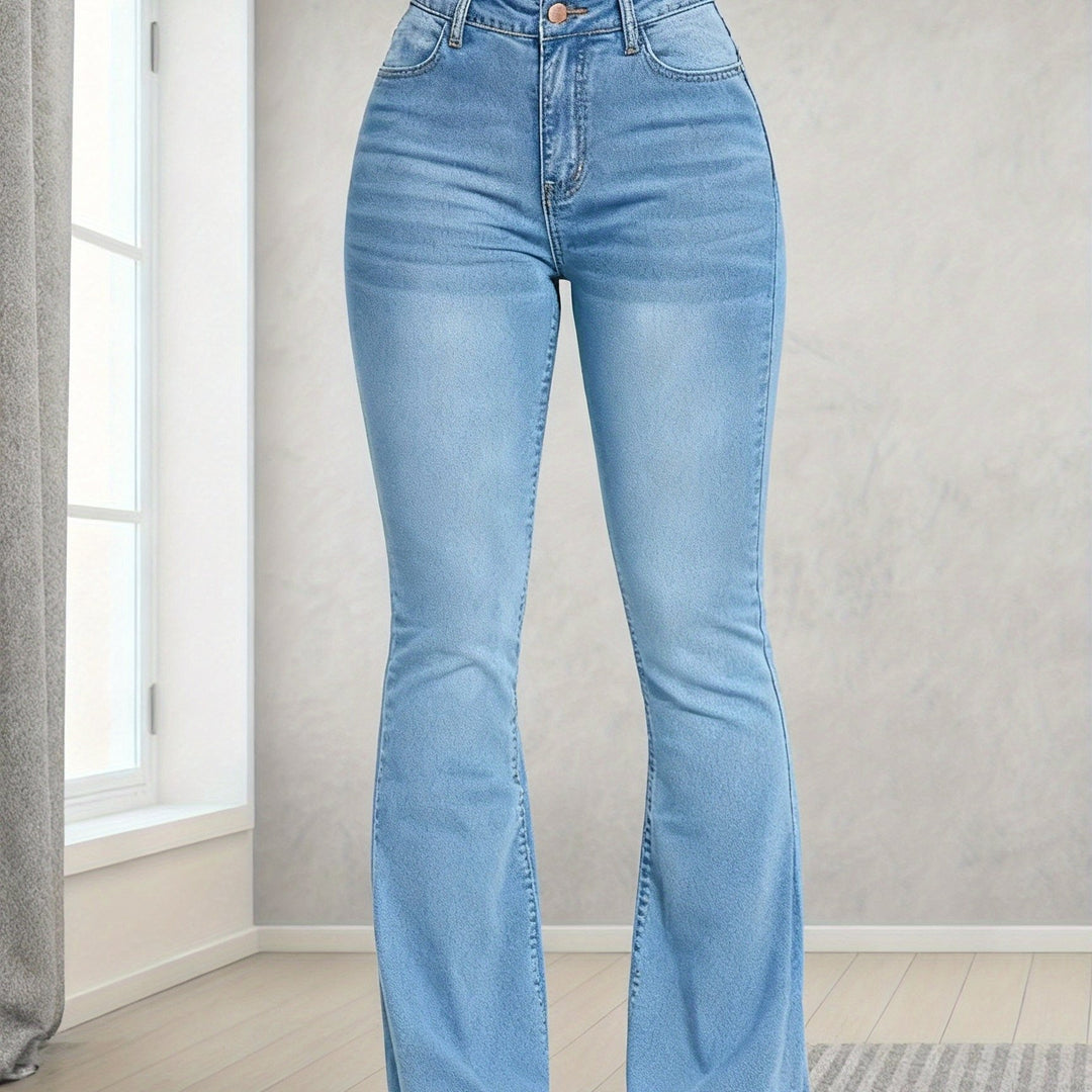 Women's Flared Slim-Fit Jeans Fashionable Denim Trousers