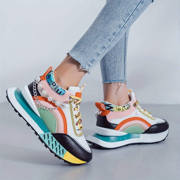 Women's Mid-Top Lace-Up Sneakers Casual Sports Shoes